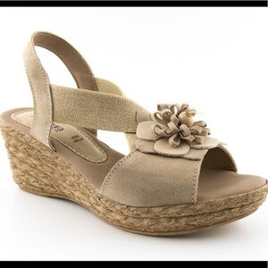 Azura by Spring Step Ruby Mae floral wedge sandals